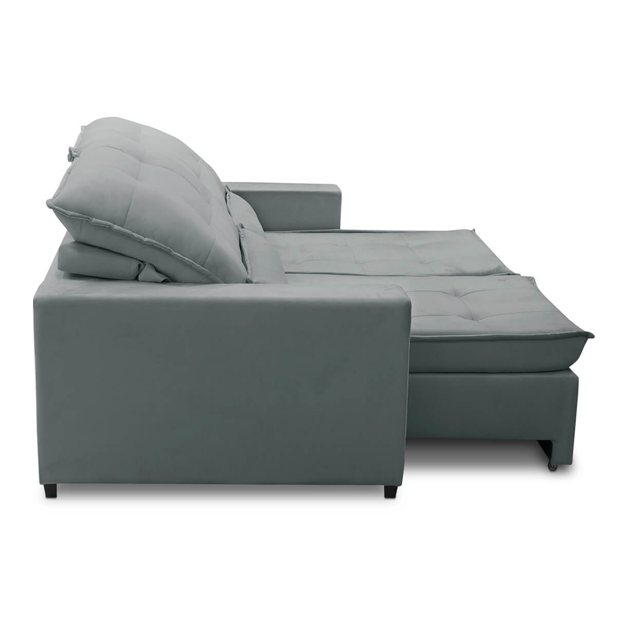 Sofa Retratil Reclinavel 2 Lugares 1,90m Atlantis Veludo Cinza Claro Lansofbr Lansof Brasil - 5