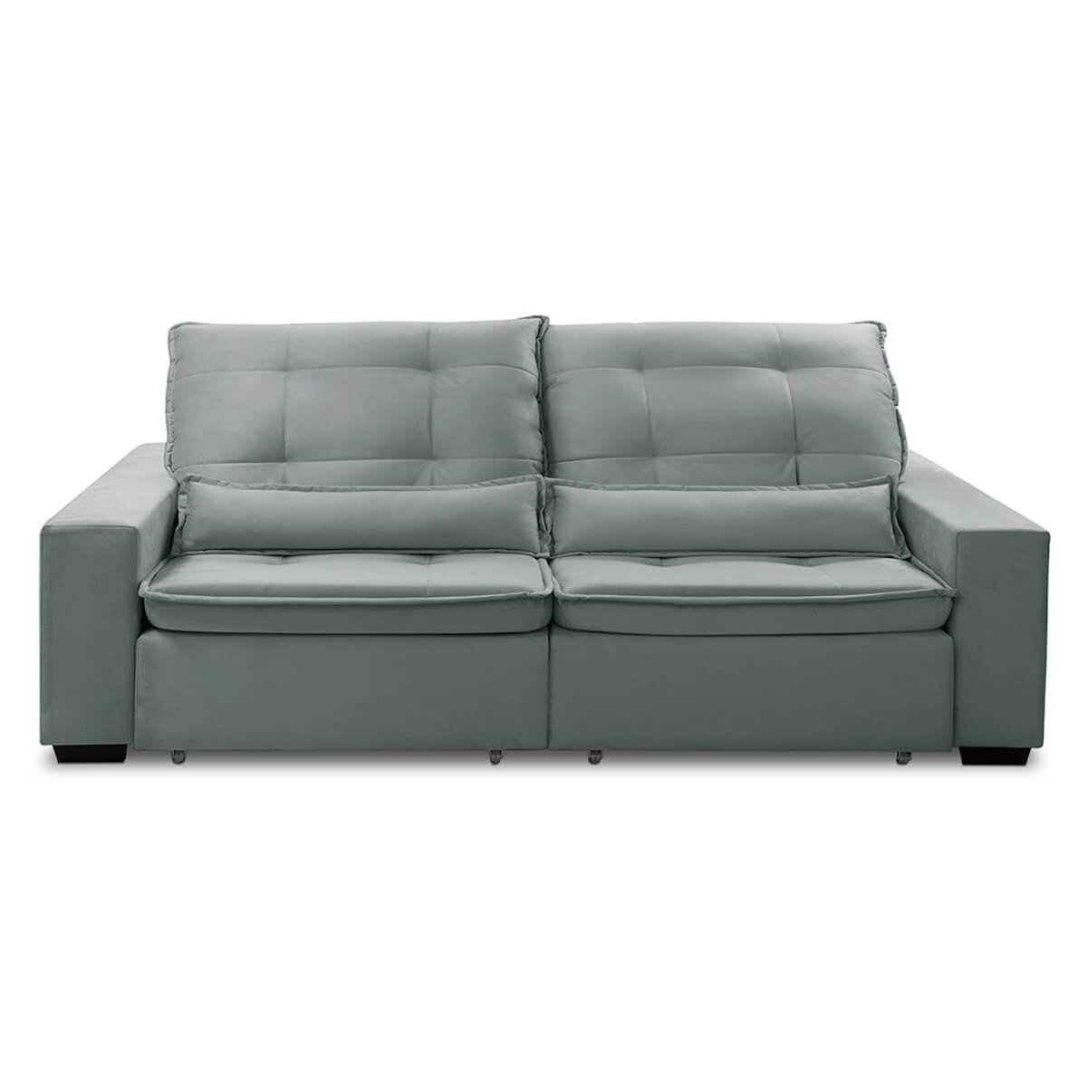 Sofa Retratil Reclinavel 2 Lugares 1,90m Atlantis Veludo Cinza Claro Lansofbr Lansof Brasil - 4