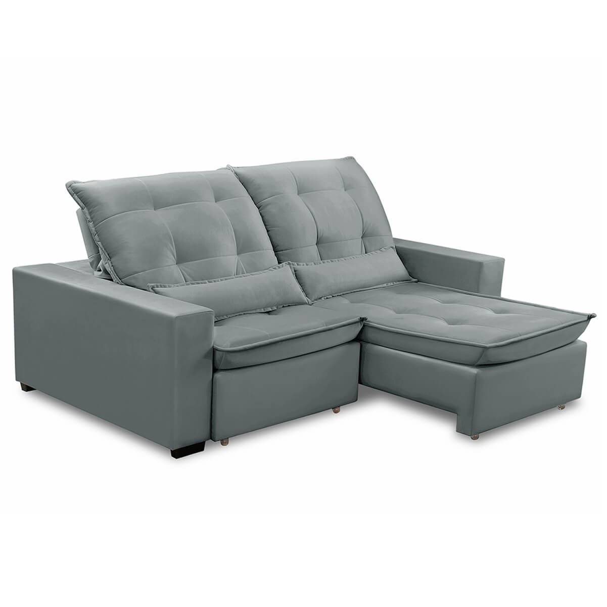 Sofa Retratil Reclinavel 2 Lugares 1,90m Atlantis Veludo Cinza Claro Lansofbr Lansof Brasil - 3