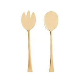 Conjunto 2 Peças Colher E Garfo Aço Inox Berna Dourado Wolff - 1
