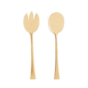 Conjunto 2 Peças Colher E Garfo Aço Inox Berna Dourado Wolff