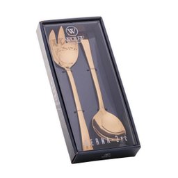 Conjunto 2 Peças Colher E Garfo Aço Inox Berna Dourado Wolff - 2