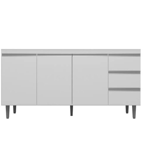 Gabinete Balcão Tesser 1.50m 3 Portas 3 Gavetas C/ Tampo Cozinha Branco - Bela Móveis