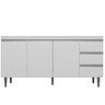 Gabinete Balcão Tesser 1.50m 3 Portas 3 Gavetas C/ Tampo Cozinha Branco - Bela Móveis - 1