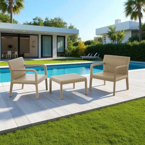 Conjunto para Área Externa Maldivas com 2 Poltronas, 1 Mesa - Fendi