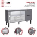 Ver imagem 3 de Balcão Buffet Cozinha Sala de Jantar com Tampo 150cm Cisne Cozimax Cinza