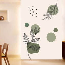 Adesivo de Parede Flor Decorativo Folhagem e Detalhes Verdes Pastéis - 1