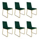 Ver imagem 1 de Kit 6 Cadeiras de Jantar Estofada Lille Base Gold Veludo Verde - Montanaris Decor