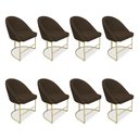Ver imagem 1 de Kit 08 Cadeiras Poltrona de Jantar Bela Suede Marrom Base Metálica Industrial Dourado - Pallazio