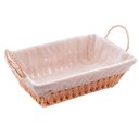 Ver imagem 1 de Cesto de Fibra Natural e Metal com Forro Tecido Retangular - Pães e Multiuso 29x20x12cm Organizador 
