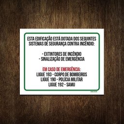 Placa Edificação Sistema Segurança Contra Incêndio 36X46 - 1