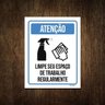 Placa Distanciamento Social Limpe Seu Espaço Trabalho 27x35 - 1