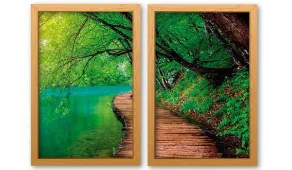 Quadro Decorativo Paisagem Árvores Moldura Mocassim 80x60Cm - 1