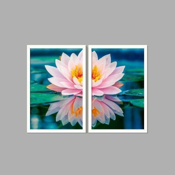 Quadro Decorativo Floral Moldura Branca 80x60Cm 2 Peças - 1