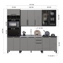 Ver imagem 4 de Cozinha Modulada Completa 5 Peças 270cm 12 Portas 3 Gavetas sem Tampo Mônaco Cinza Chumbo/Titânio