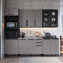 Ver imagem 1 de Cozinha Modulada Completa 5 Peças 270cm 12 Portas 3 Gavetas sem Tampo Mônaco Cinza Chumbo/Titânio