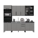 Ver imagem 3 de Cozinha Modulada Completa 5 Peças 270cm 12 Portas 3 Gavetas sem Tampo Mônaco Cinza Chumbo/Titânio