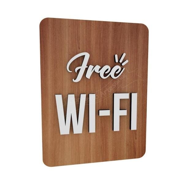 Placa Decorativa Wifi Estabelecimento Em Mdf Decorado - 1
