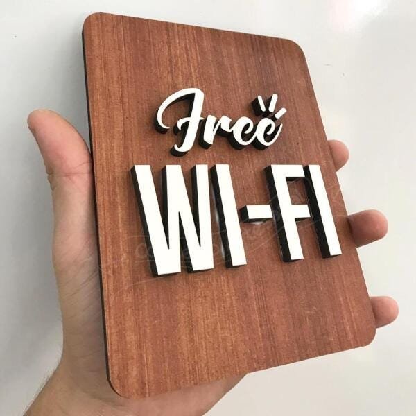 Placa Decorativa Wifi Estabelecimento Em Mdf Decorado - 3
