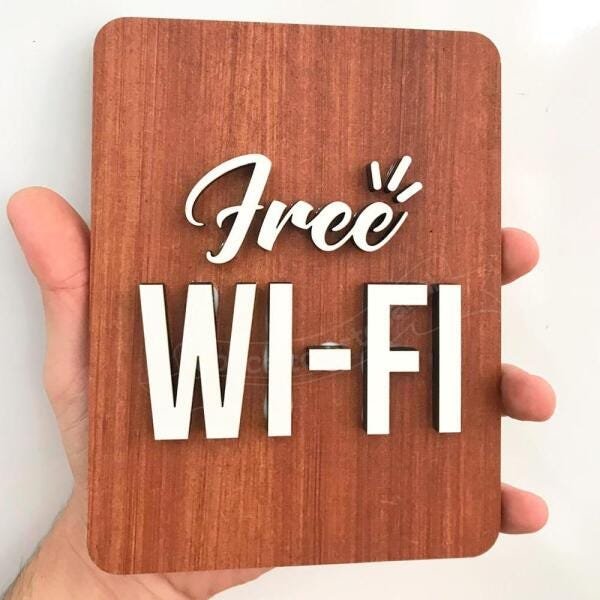 Placa Decorativa Wifi Estabelecimento Em Mdf Decorado - 4