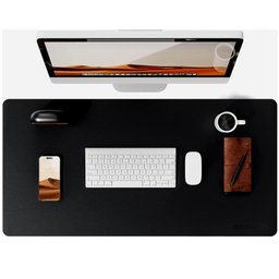 Mousepad Desk Pad Extra Grande 90x40 de Couro e Apoio Copo - 1