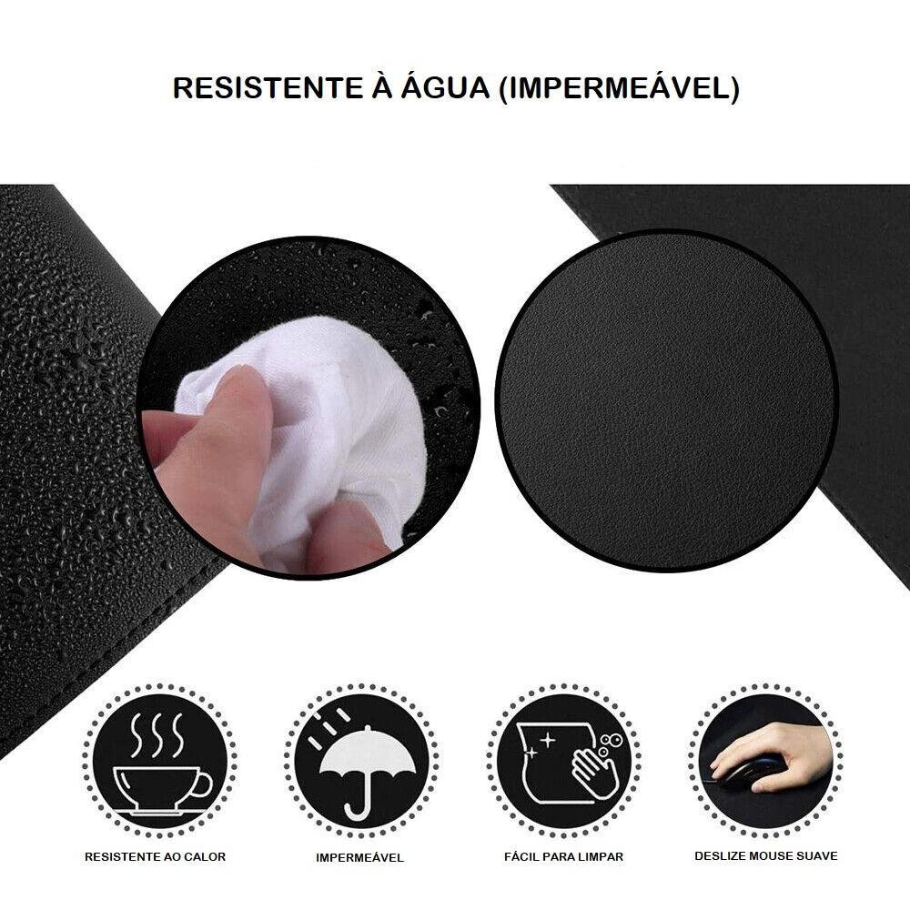 Mousepad Desk Pad Extra Grande 90x40 de Couro e Apoio Copo - 2