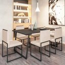 Ver imagem 2 de Conjunto Duas Cadeiras Sala Jantar Barcelona Base Preta:bege