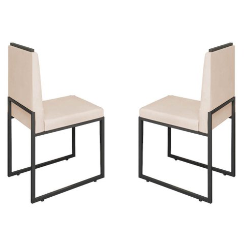 Conjunto Duas Cadeiras Sala Jantar Barcelona Base Preta:bege