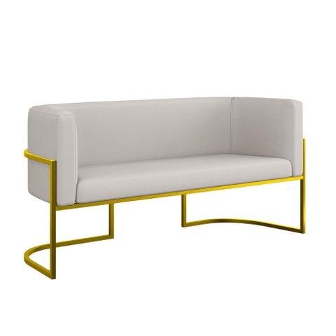 Sofá Namoradeira Corino 2 Lugares Moderna Base Metal Gold Cor:bege