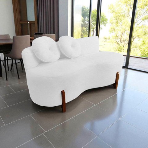 Namoradeira Sofá Feijão Lounge Orgânica Couro Branco
