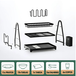 Escorredor e Organizador de Louças Inox Preto - 7