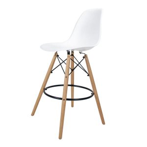 Banqueta Alta Charles Eames Wood Dkr Eiffel - Design Branca