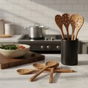 Ver mais imagens de Kit 6 Espumadeiras de Pau 30cm em Madeira Teixeira Pro:marrom-claro