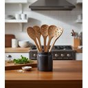 Ver imagem 2 de Kit 6 Espumadeiras de Pau 30cm em Madeira Teixeira Pro:marrom-claro