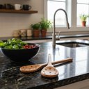 Ver imagem 5 de Kit 6 Espumadeiras de Pau 30cm em Madeira Teixeira Pro:marrom-claro