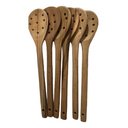 Ver imagem 1 de Kit 6 Espumadeiras de Pau 30cm em Madeira Teixeira Pro:marrom-claro
