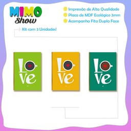 Kit 03 Placas Mdf Love Love Decoração Quadro Tam 28,7x22 Ar6 - 3