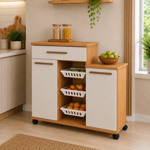 Fruteira 2 Portas 1 Gaveta 3 Cestos Teresina Espresso Móveis