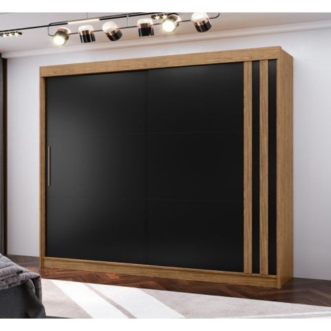 Roupeiro de Casal Seul 100% MDF 2 Portas de Correr Freijo Nero MX Mx Móveis