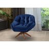 Poltrona Decorativa Pillow Top com Base Giratória Veludo Califórnia Azul - Sofá Casa - 2