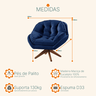 Poltrona Decorativa Pillow Top com Base Giratória Veludo Califórnia Azul - Sofá Casa - 4