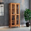 Ver imagem 6 de Cristaleira 100% Madeira Maciça Portas de Vidro Stella Slim - Castanho Fosco