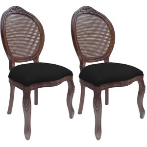 2 Cadeira Medalhão Madeira Entalhada com Tela Telinha Palhinha Poltrona Natural Provençal Indiana de