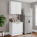Ver imagem 2 de Cozinha Modulada Americana 2 Peças Aéreo e Balcão 80cm Branco/calcare com Tampo Mdp - Móveis