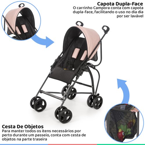 Carrinho Bebe Passeio Reclinável Do Nascimento até 15kg Dobrável Leve  Compacto Para Viagem Com Alça - Baby&Kids