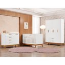 Ver imagem 2 de Dormitório Infantil Flip Guarda Roupa 4 Portas, Cômoda 1 Porta e Berço Branco Fosco - Reller Mó