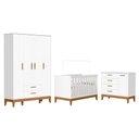 Ver imagem 1 de Dormitório Infantil Flip Guarda Roupa 4 Portas, Cômoda 1 Porta e Berço Branco Fosco - Reller Mó