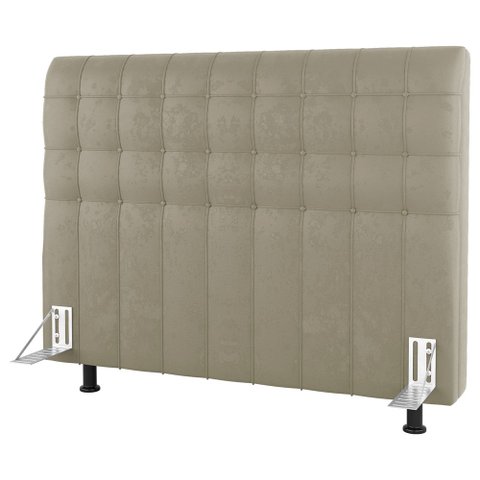 Cabeceira Cama Box Casal Queen Size Dahlia 160cm Com Frame Suede Bege - Desk Design