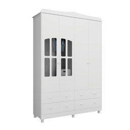 Guarda Roupa Infantil Peroba Elô 4 Portas e 4 Gavetas Branco - 1