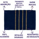 Ver imagem 3 de Jogo de Toalha Montreal 2 Banho + 2 Rosto Dourado 100% Algodão Alta Absorção Azul Marinho